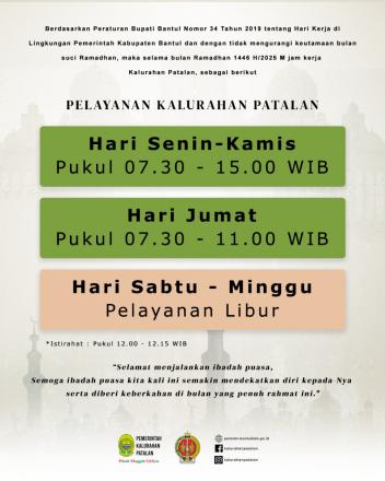 Jam Pelayanan Selama Bulan Ramadhan