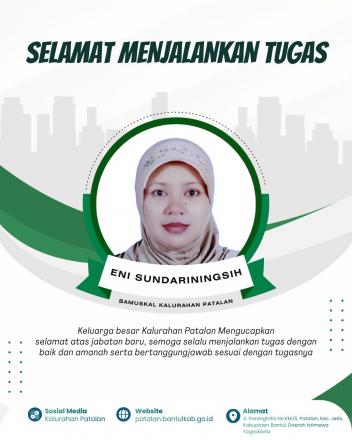 Selamat atas Jabatan Baru Ibu Eni Sundariningsih sebagai Bamuskal Kalurahan Patalan